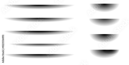 Set of transparent shadow with soft edges. Paper shadow effect. Realistic transparent overlay shadows, poster flyer business card banner shadow.