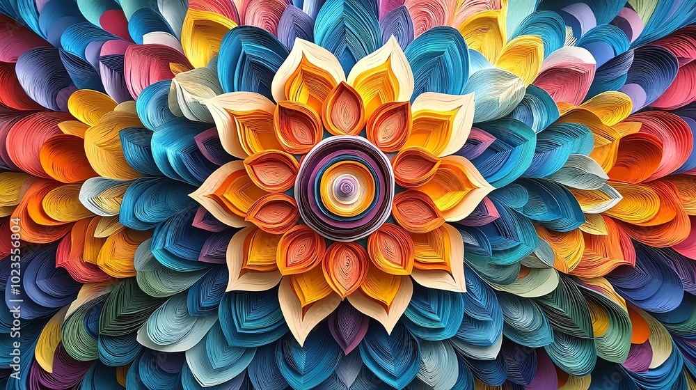 Multicolored paper cut mandala with intricate geometric patterns in bright, bold hues, paper cut mandala, colorful spiritual art Multicolored paper cut mandala with intricate geometric patterns in bright, bold hues, paper cut mandala, colorful spiritual art
