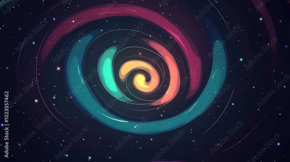 A colorful spiral galaxy with vibrant hues and stars, evoking a sense of cosmic wonder. A colorful spiral galaxy with vibrant hues and stars, evoking a sense of cosmic wonder.