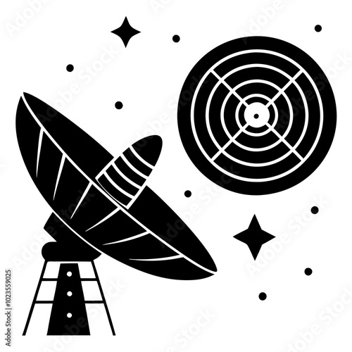 A satellite modems silhouette vector,icon illustration on white background.
