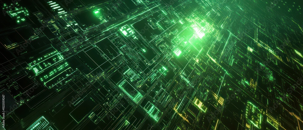 Abstract Green Glowing Lines and Shapes Abstract Green Glowing Lines and Shapes