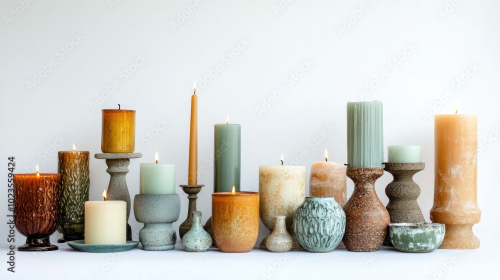 An Arrangement of Burning Candles and Decorative Vases An Arrangement of Burning Candles and Decorative Vases