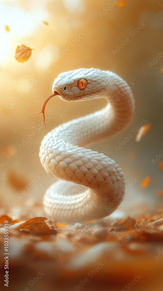 Fototapeta premium Ready to Strike - Intimidating Venomous Snake in Defensive Posture