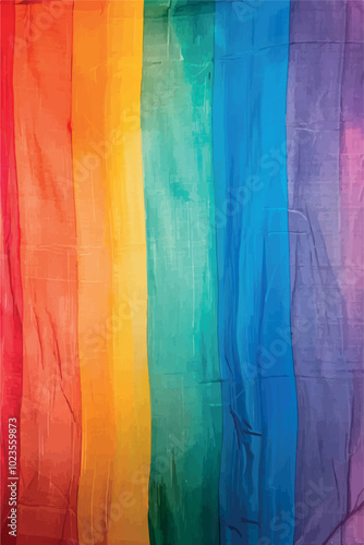 A colorful LGBTQ pride flag waving gently in the wind, symbolizing love, diversity, acceptance, and equality. Perfect for use in designs related to LGBTQ rights, events, pride celebrations, and inclus