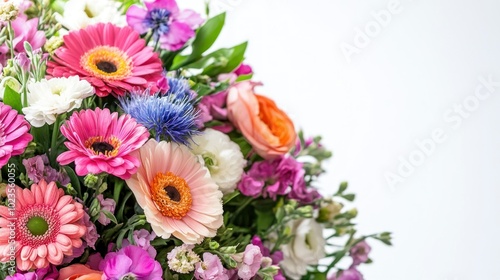 Wallpaper Mural A vibrant bouquet of pink, white, orange and blue flowers with green leaves Torontodigital.ca