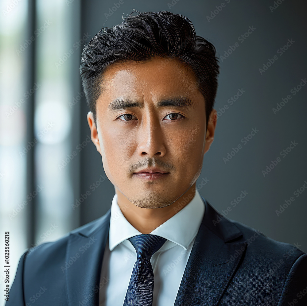 The Asian businessman, dressed in a sleek, tailored suit, exudes professionalism and confidence. The Asian businessman, dressed in a sleek, tailored suit, exudes professionalism and confidence.