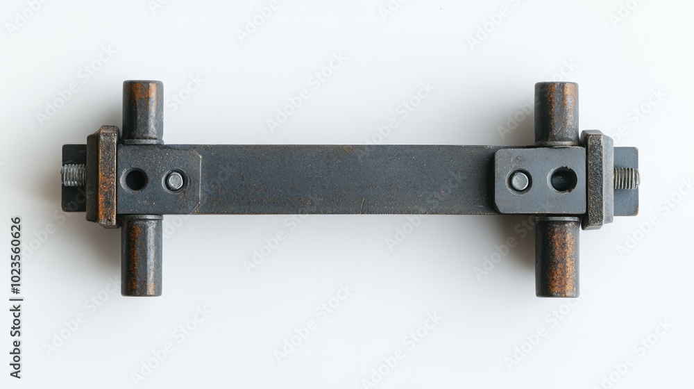 Metal bar with threaded ends and cylindrical extensions Metal bar with threaded ends and cylindrical extensions