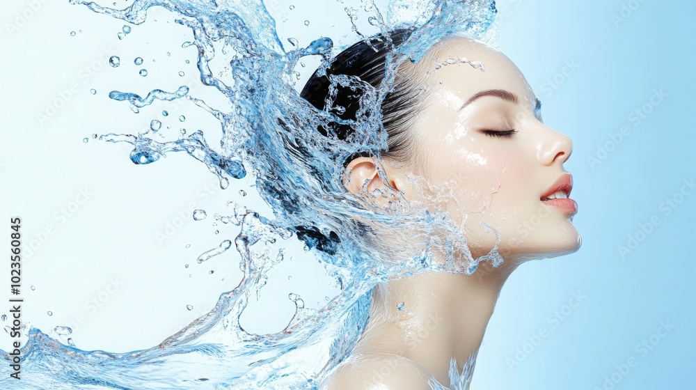 Beautiful Woman With Water Splash Beauty Skincare Freshness Clean Beautiful Woman With Water Splash Beauty Skincare Freshness Clean
