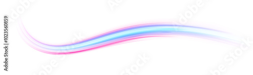 Digital image of light rays, striped lines on a blue light background. Blue wave curved lines for presentations, illustration of articles and publications on technological trends and innovations.