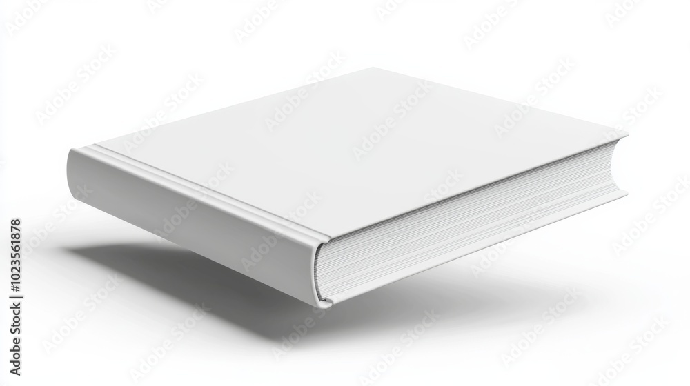 White book, floating in air, ceramic surface, white background White book, floating in air, ceramic surface, white background