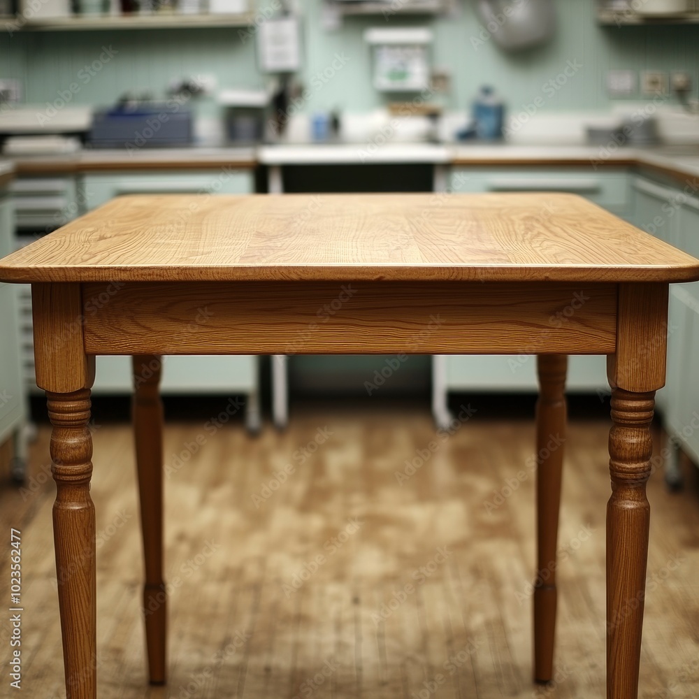 Wooden Table with Turned Legs in a Kitchen Setting Wooden Table with Turned Legs in a Kitchen Setting