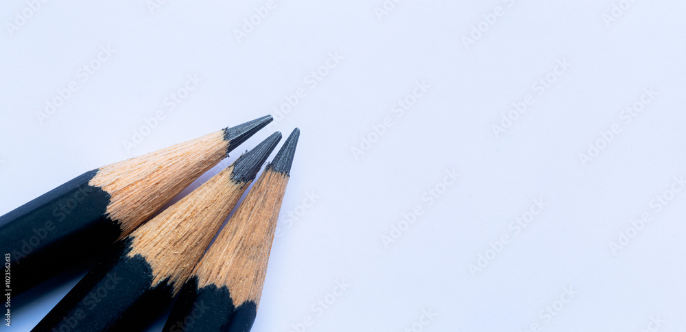 Obraz premium Close-up pencil isolated on white background,Close up pencil isolated on white background business concept,
