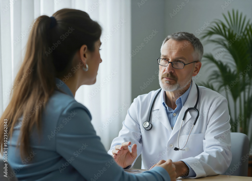 Doctor giving explanations to his patient during consultation Doctor giving explanations to his patient during consultation