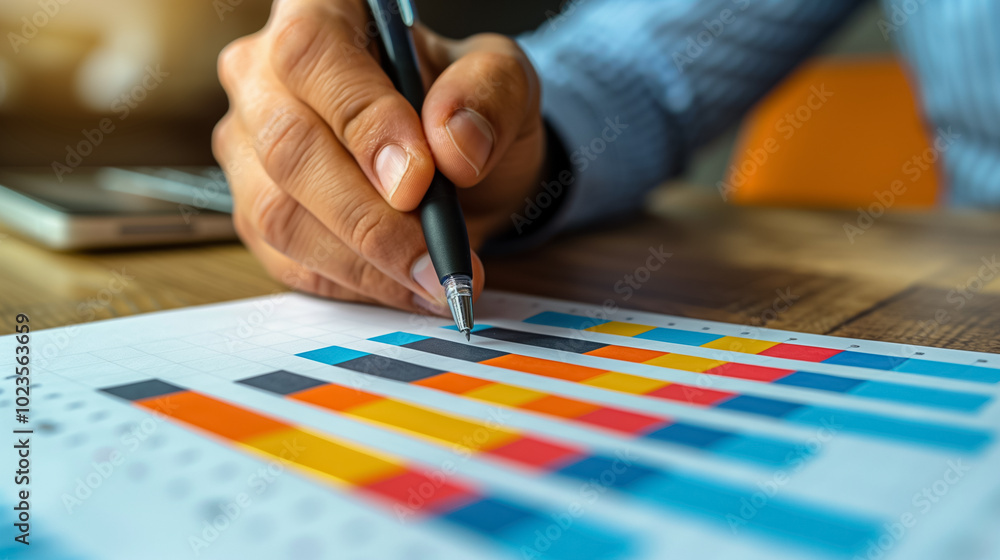 Analyzing Financial Data for Informed Business Decisions with Male Hands, Pen Analyzing Financial Data for Informed Business Decisions with Male Hands, Pen
