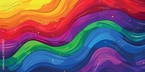 A colorful LGBTQ pride flag waving gently in the wind, symbolizing love, diversity, acceptance, and equality. Perfect for use in designs related to LGBTQ rights, events, pride celebrations, and inclus