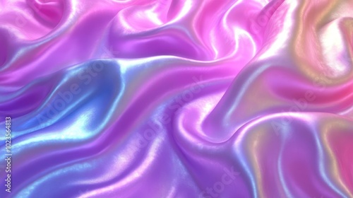 A smooth, colorful fabric texture featuring flowing waves of pink and blue hues.