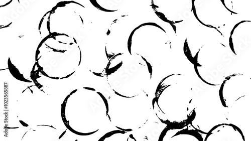 Black and White Painted Circle Print Making Pattern Texture