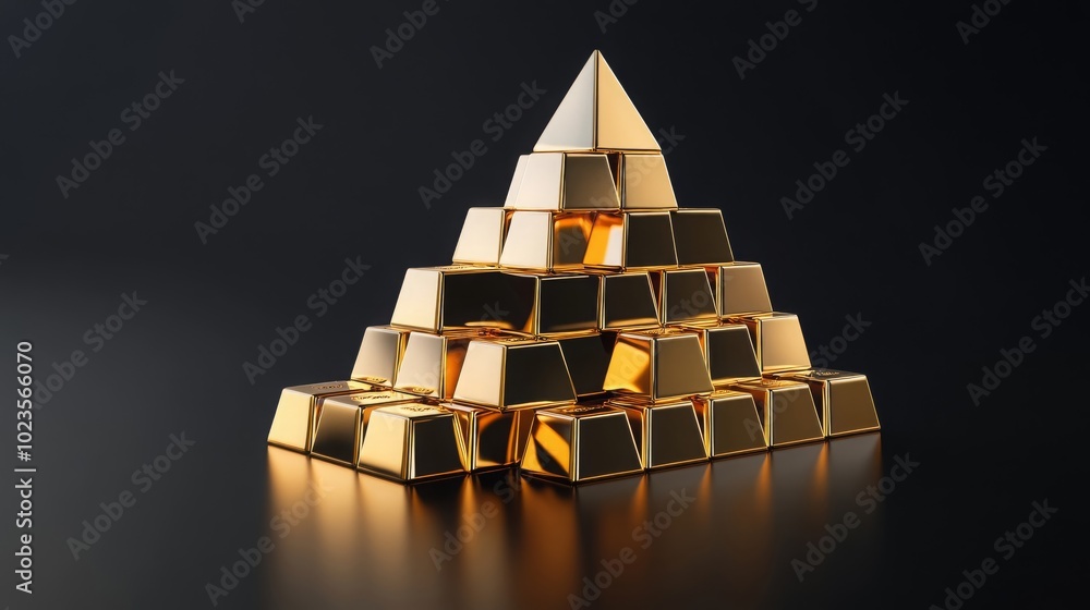 Golden Pyramid of Success Business Growth Investment Wealth Concept Golden Pyramid of Success Business Growth Investment Wealth Concept