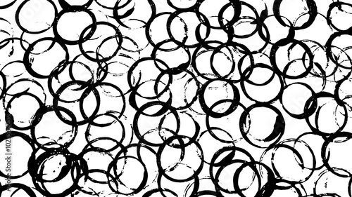Black and White Painted Circle Print Making Pattern Texture