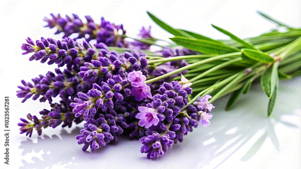 Fresh Lavender Flowers on White Background Fresh Lavender Flowers on White Background