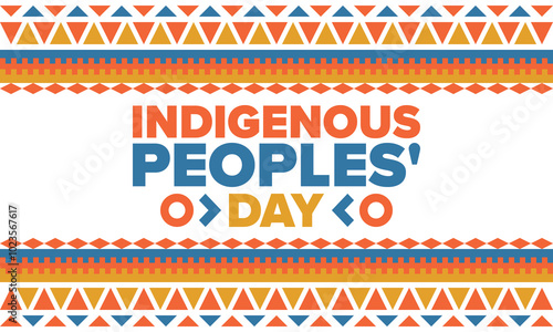 Indigenous Peoples' Day. Native American Day. American Indian culture. Heritage Month. Celebrate annual in United States. Tradition pattern. Poster, card, banner and background. Vector illustration