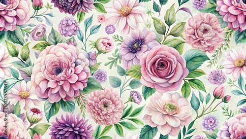 Delicate Watercolor Dahlia Floral Pattern Design