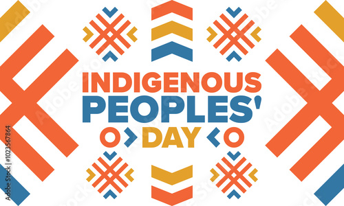 Indigenous Peoples' Day. Native American Day. American Indian culture. Heritage Month. Celebrate annual in United States. Tradition pattern. Poster, card, banner and background. Vector illustration