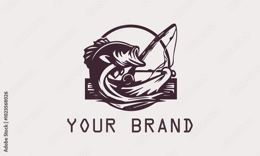 This vector bass fish logo features a powerful and dynamic bass fish silhouette. The minimalist design firmly gives a modern and professional impression. This logo is for fishing brands or fishing This vector bass fish logo features a powerful and dynamic bass fish silhouette. The minimalist design firmly gives a modern and professional impression. This logo is for fishing brands or fishing
