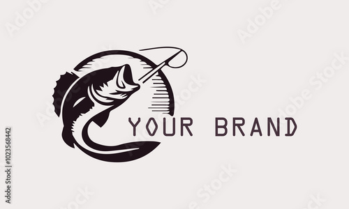 This vector bass fish logo features a powerful and dynamic bass fish silhouette. The minimalist design firmly gives a modern and professional impression. This logo is for fishing brands or fishing
