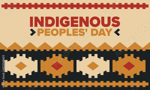 Indigenous Peoples' Day. Native American Day. American Indian culture. Heritage Month. Celebrate annual in United States. Tradition pattern. Poster, card, banner and background. Vector illustration