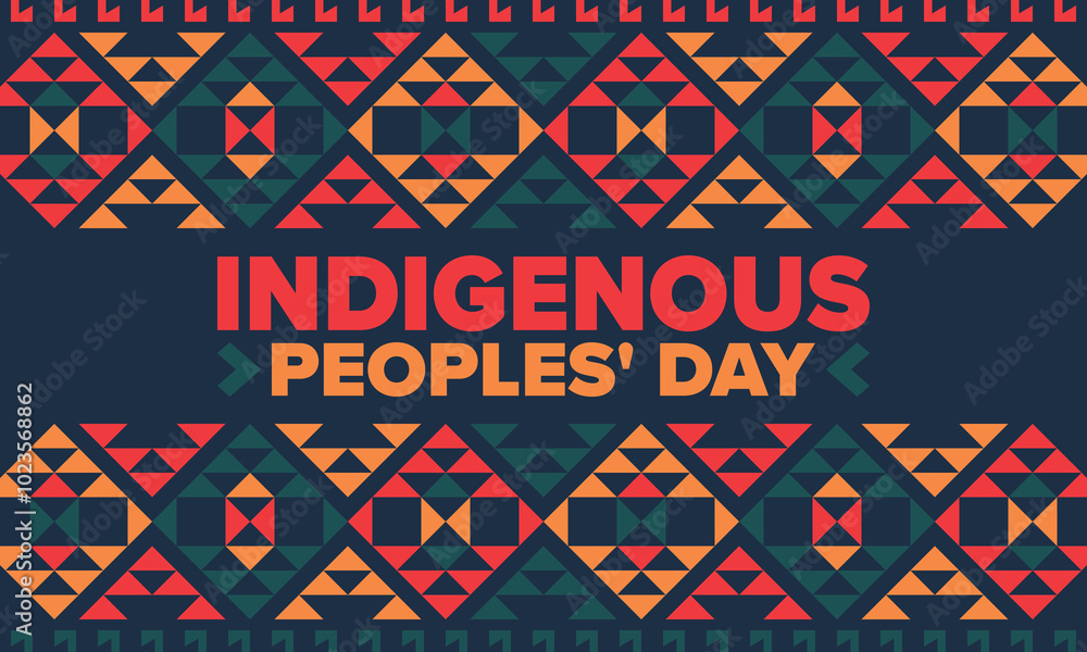 Indigenous Peoples' Day. Native American Day. American Indian culture. Heritage Month. Celebrate annual in United States. Tradition pattern. Poster, card, banner and background. Vector illustration Indigenous Peoples' Day. Native American Day. American Indian culture. Heritage Month. Celebrate annual in United States. Tradition pattern. Poster, card, banner and background. Vector illustration