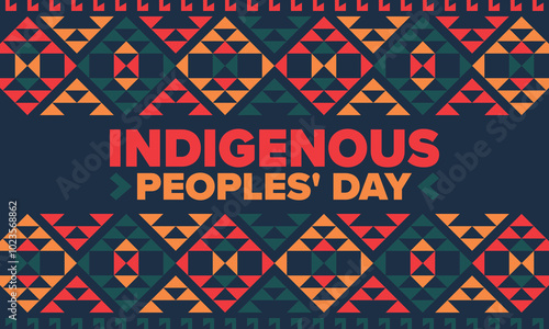 Indigenous Peoples' Day. Native American Day. American Indian culture. Heritage Month. Celebrate annual in United States. Tradition pattern. Poster, card, banner and background. Vector illustration