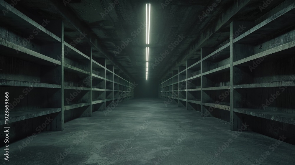 Empty Warehouse with Fluorescent Lights Empty Warehouse with Fluorescent Lights