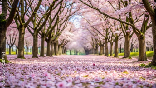 Japanese cherry blossoms forest in spring sakura flower petals falling