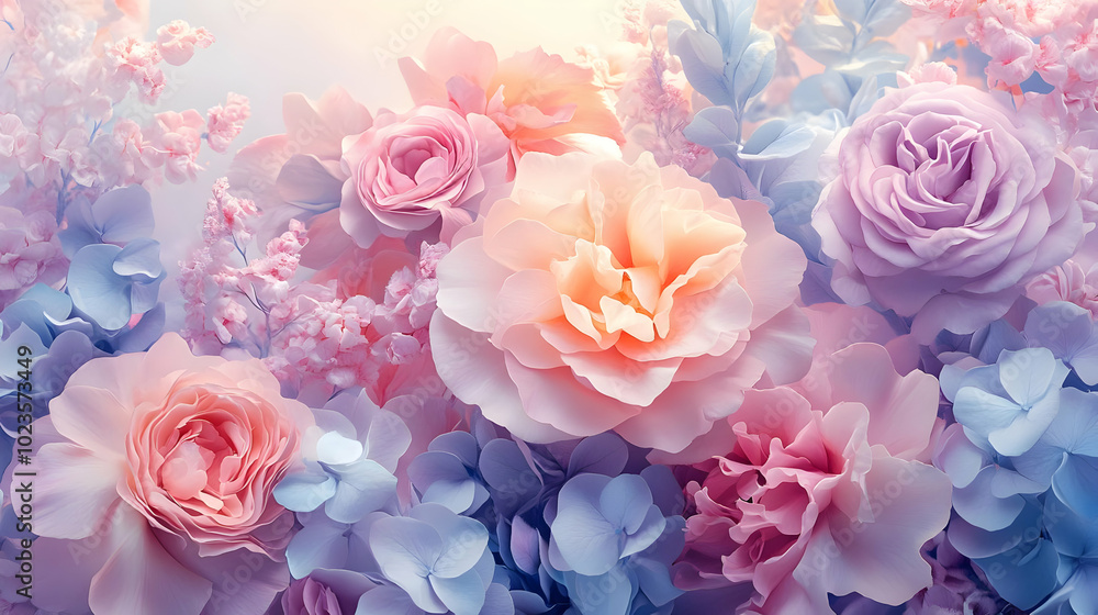 Floral Abstract Background - Delicate Pastel Hues Floral Abstract Background - Delicate Pastel Hues