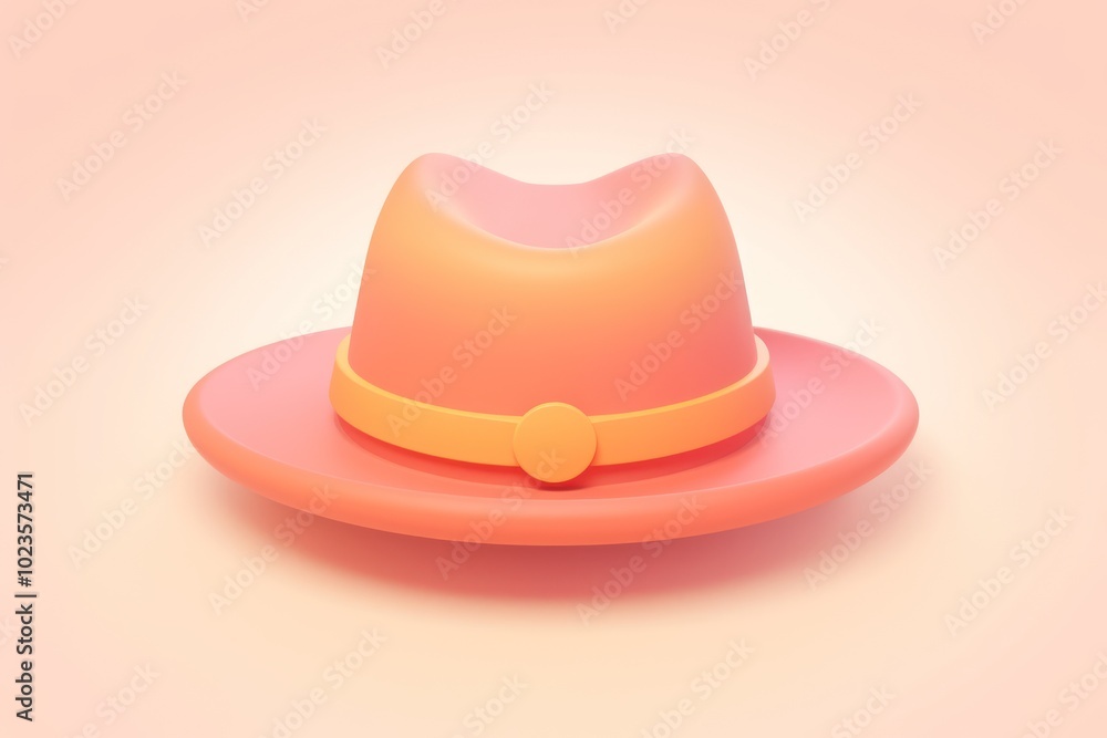 Pink and Yellow 3D Rendered Fedora Hat with a Circle Detail Pink and Yellow 3D Rendered Fedora Hat with a Circle Detail