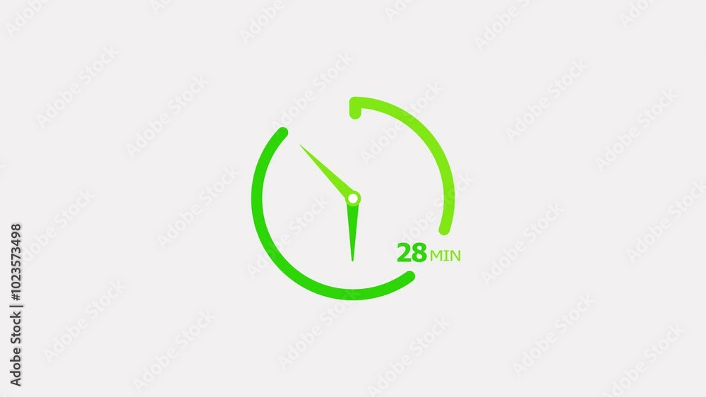 28 minute timer clock icon modern design animation 4k video. 28 minute timer clock icon modern design animation 4k video.