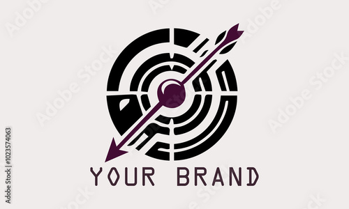 This vector target logo design features a simple yet elegant target circle with a piercing arrow right in the middle. This design represents accuracy precision and focus. Perfect for companies looking