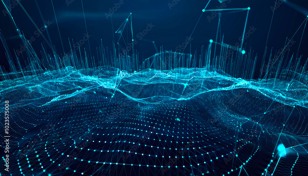 Digital Nexus An Abstract Blue Exploration of Points and Connections