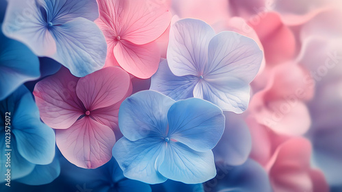 Close-up of Pink and Blue Flower Petals Illustration