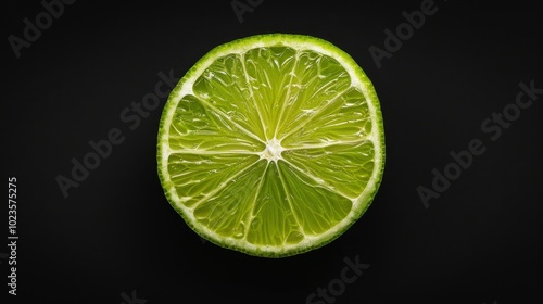 Vibrant Citrus Slice Bold Minimalism in Lime Half on Black Freshness and Zest Captured in Stunning Detail