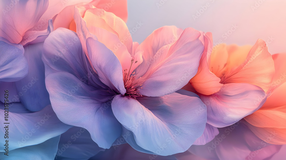 Delicate Flower Petals in Soft Lilac and Peach Hues - Illustration Delicate Flower Petals in Soft Lilac and Peach Hues - Illustration