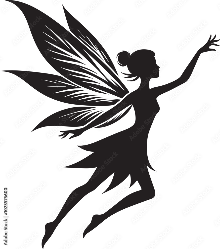 Fototapeta premium Beautiful little fairy Silhouette illustration isolated on a white background