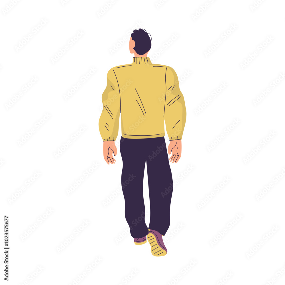 Man Character Standing from Behind Back View Vector Illustration Man Character Standing from Behind Back View Vector Illustration