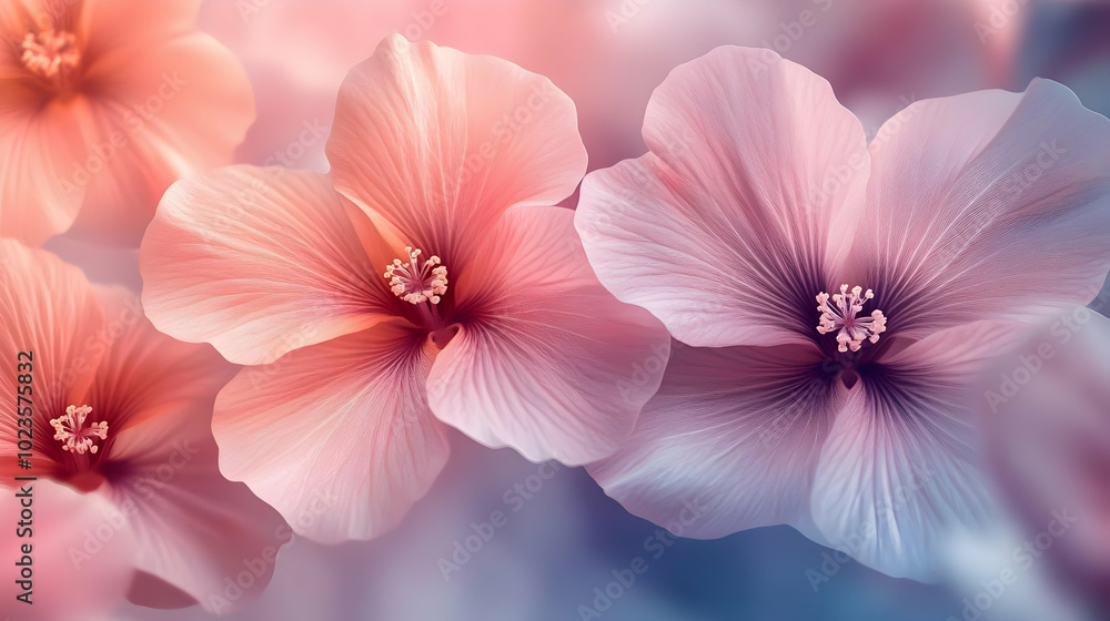 Close Up of Delicate Pink and Purple Flowers Illustration Close Up of Delicate Pink and Purple Flowers Illustration