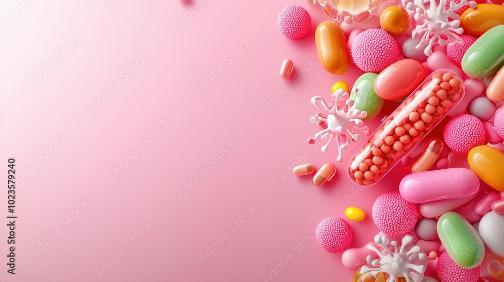 Obraz premium Visual Representation of Balanced Gut Microbiome Elements
