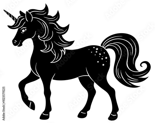 unicorn silhouette,magical unicorn vector illustration