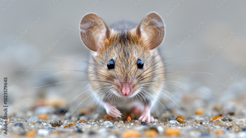 A small mouse scurries along a baseboard in a home during daylight hours A small mouse scurries along a baseboard in a home during daylight hours