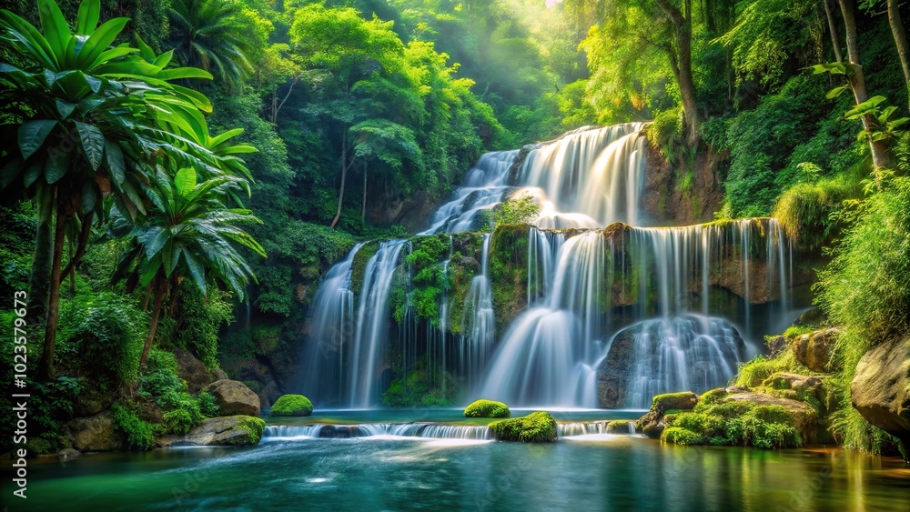 Jungle scene with waterfall Jungle scene with waterfall