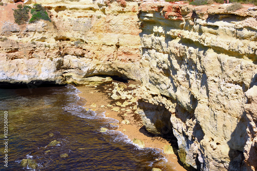 coast in algarve from marinha beach to albandeira beach portugal